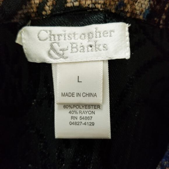 CJ Bank Tapestry Button Up Blazer Jacket Multicolor Reversible Artsy Boho Size L - Picture 9 of 11